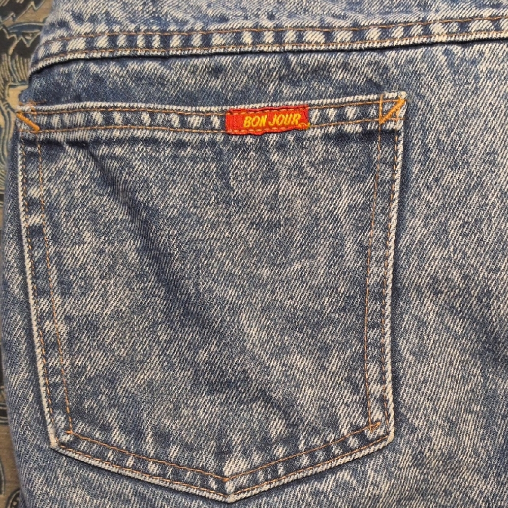 Vintage Acid Wash Bonjour Blue Denim Jeans
